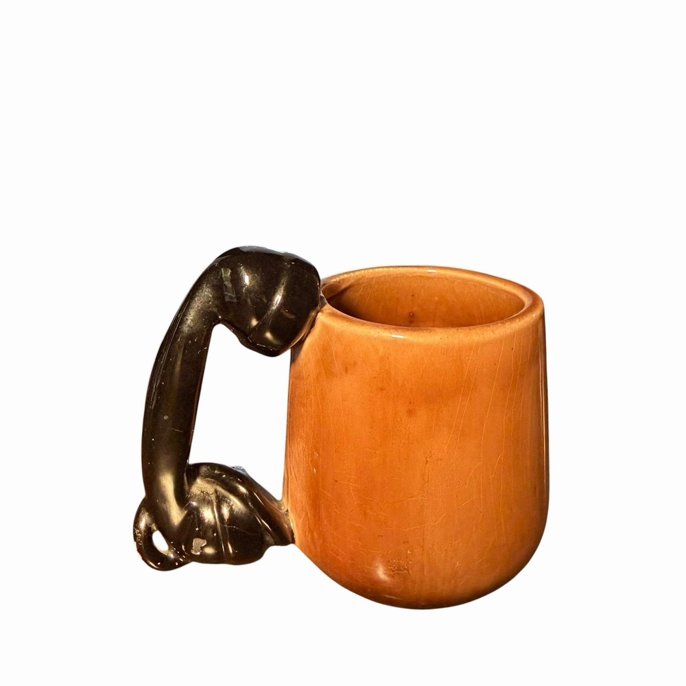 Vintage Landline Telephone Handle Mug Coffee Cup Handmade Porcelain Pottery 90's
